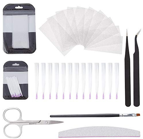 NICENEEDED 65 Pièces Kit Extension Ongle Fiberglas Extension D'Ongle En Fibre De Soie Faux Ongles Conseils Et Extension D'Ongle En Fibre De Verre De Soie,Pince à Épiler, Lime à Ongles Pour Nail Art