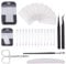 NICENEEDED 65 Pièces Kit Extension Ongle Fiberglas Extension D'Ongle En Fibre De Soie Faux Ongles Conseils Et Extension D'Ongle En Fibre De Verre De Soie,Pince à Épiler, Lime à Ongles Pour Nail Art