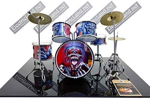 Music Legends Collection Mini Drum Kit Iron Maiden Eddie Tribute 1:4 Sammlerbox Schlagzeugset Sammlermodell 25 x 20 cm Plexiglas, Aluminium Handgefertigt Erwachsener