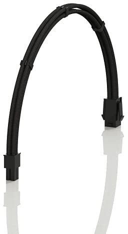 LINKUP - AVA 30cm 4 Pines CPU ATX Placa Base PSU Fuente de Alimentación Cable de Extensión de PC Personalizado con Mangas Trenzadas con Peines┃Un Solo Paquete┃300mm - Negro
