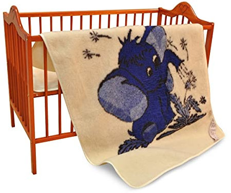Wolldecke Merino Elefant Blau Kinderzimmer Kuscheldecke Wohndecke Tagesdecke