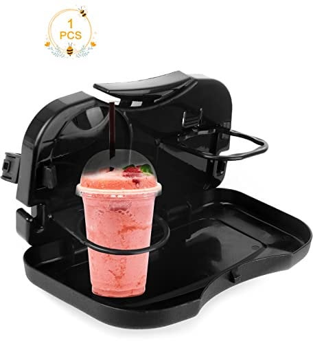 Table de Voiture Pliable, Plateau Repas de Voiture, Plateau Pliable en Voiture avec Porte-Gobelet, Organisateur de Siège Arrière de Voiture, Plateaux de Voyage de Voiture avec Porte-Gobelet Noir