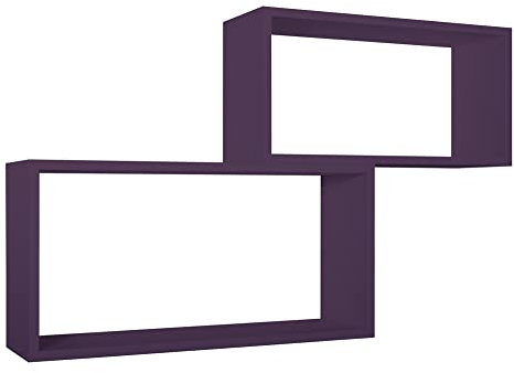 MODULARREDO | BIS RETTANGOLO BISLUNGO Set di 2 Mensole da Muro, Pensile Bagno, Mensola da Parete, Scaffale da Parete, Viola Melanzana, 70x35 p20 cm e 60x30 p20 cm - Made in Italy