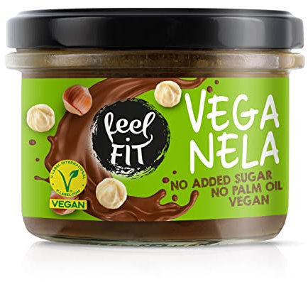 Feel FIT VEGANELA pâte à tartiner cacao-noisette, sans sucre ajouté, sans huile de palme & vegan (6 x 200 g)