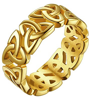 Bestyle Keltisch Trinität Knoten Ring Edelsthal Breiter Damenring zum Geburtstag Valentinstag Weihnachten Verlobungsring Antragsring Trauring Hochzeit Jahrestag Gold 57