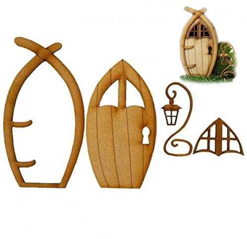 Mini Holzfee Feengarten Türen Fenster Feenhaus DIY Kit Miniatur -türfenster Für Puppenhaus Wall Home Party Dekoration