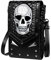 YJZQ Handytasche zum Umhängen Damen Handy Umhängetasche Mini Schulter Messenger Bag Totenkopf Handytasche Motorrad Kleiner Quadratischer Tasche Vintage Crossbody PU Leder Schultertasche für Damen