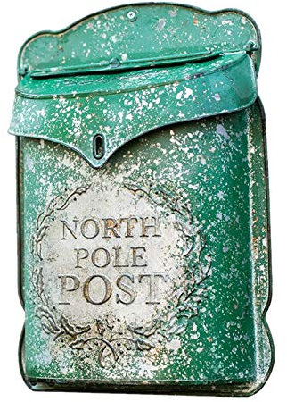 ADITAM Letterbox Wall-Mounted Mailbox Mailbox Postbox Country House Wrought Iron Post Newspaper Letter Box Lockable Letterbox System with Flap Wall Decoration (Green-A) Double the comfort