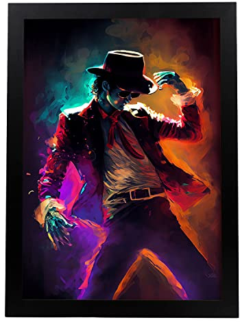 Nacnic Michael Jackson in voller Farbe Fotostil. Cartoon-Illustrationen berühmter Musiker und Künstler. Innenarchitektur und Dekoration. A4.