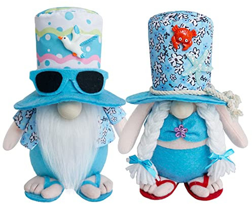 Summer Gnomes Decorations for Home, Beach Gnomes Plush,Farmhouse Gnomes Tiered Tray Decor,Summer Mantle,Kitchen Table, Shelf Sitters Tomte Decor,Birthday Gnome Gifts