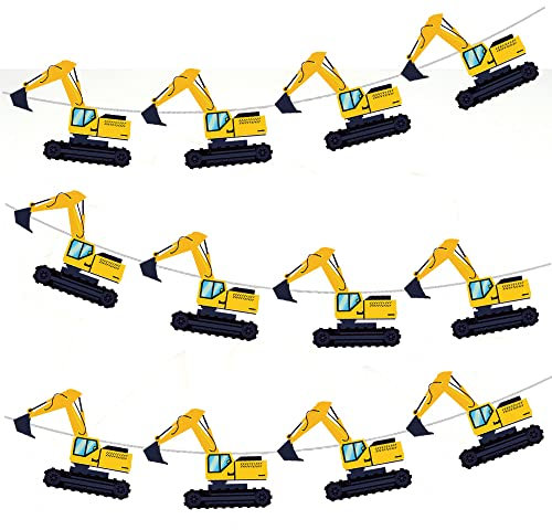 AK Giftshop Digger Bunting Party Decorations - 12pcs / 2.5m Ribbon