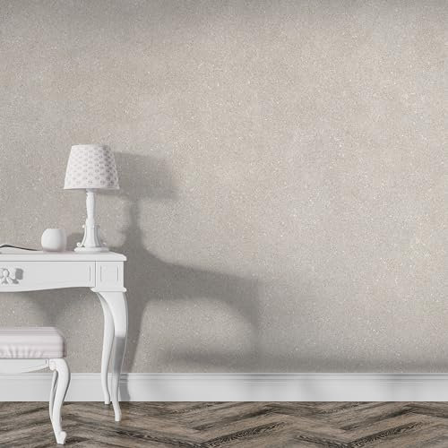 Belka B11 Papier peint beige brillant, pur coton et pierre de mica minérale, autocollant, isolation thermique et acoustique, moderne et élégant, à faire soi-même, écologique et naturel, env. 10,5 m²
