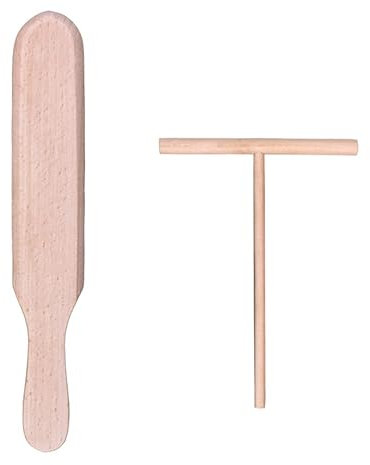 12cm Crepes Spreader & 24.5cm Spatula Spatula Kit Set of 2, Crepe Maker Kit, Crepes Distributor, Crepe Applicator, Crepe Maker Accessories, Natural Handmade Beechwood, for Making Crepes, Square Cakes