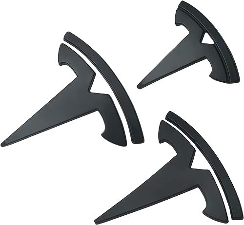 3 Steering Wheel/Front Trunk/Rear Trunk Logo Cover Sticker Badge Decals 3Pcs/Set for Tesla Model 3 Emblem Accessories,fit model3 Matt black