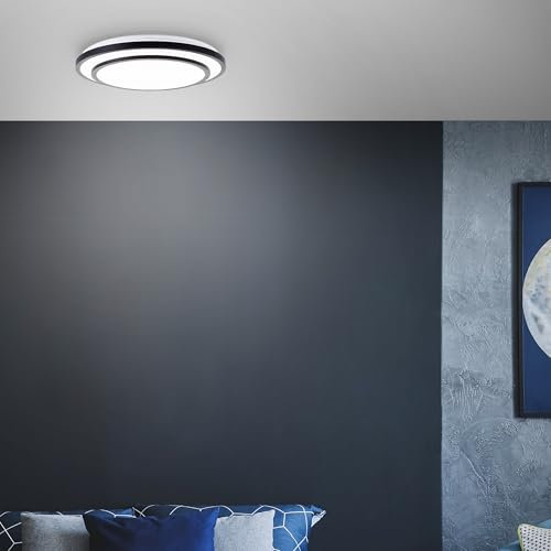 Lightbox Basic LED Wand- & Deckenlampe | Ø 50 cm | 5500 lm | Deckenleuchte mit schwarzen Rahmen & CCT (3000-6500 K) | dimmbar per Fernbedienung | 36 W | aus Metall/Kunststoff | in Schwarz/Weiß
