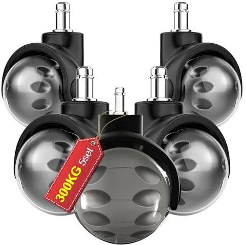 Bürostuhl rollen(11mm x 22 mm)Runde lenkrollen mit vertikaler Achse,leises und sanftes Gleiten rollen für bürostühle,5er Set schreibtischstuhl rollen, Gaming-Stühle,schützt Böden(Grau)
