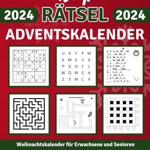 Rätsel Adventskalender für Erwachsene und Senioren: Weihnachtskalender für Rentner mit Sudoku, Kreuzworträtsel & Mehr: Nikolaus Geschenke für Oma, Opa