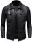 ZFBAOJT Lederjacke Herren Schwarz Motorrad Jacke Herren Bikerjacke Vintage Kunstleder Outwear Casual Leicht XL