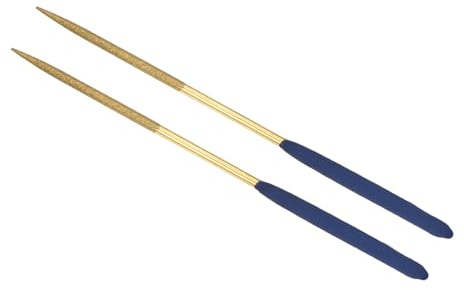CoCud Diamond Coated Needle File, | 3mm Shank 140mm Length|, Titanium Coated Round Type Files Sharpening Tool - (Applications: for Metal Glass Stone), 2-Pieces