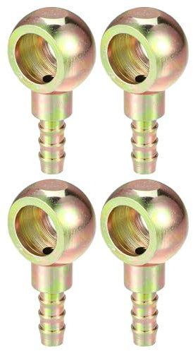 Hihaha Banjo Bolt Hose Barb Fitting/Inner Brake Fuel Line Fitting Adapter for Car Motorcycle/Durable Metal 14mm ID 8mm OD / 4 Pcs Bronze Tone