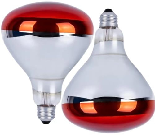 MBMYUCKY Red Heat Lamp Bulb - Heat Lamp Chick R125-250 Watt Infrared Bulbs Coop Chickens Shower Brooder Heat Light Bulb Incadescent Red Bulb 2 Pack