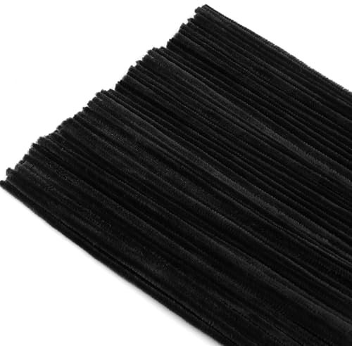 TOAOB 200 Stück Chenille Pfeifenreiniger Schwarz 30 cm Lang und 6 mm Breit für Bastelarbeiten und Dekoration Heimwerken