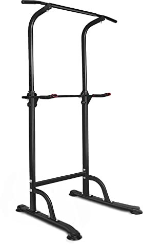 FUNJEPE Power Tower Klimmzug- und Dip-Station, höhenverstellbar (168 cm - 210 cm), multifunktional, für Zuhause, Krafttraining, Körpertraining, Fitnessgerät