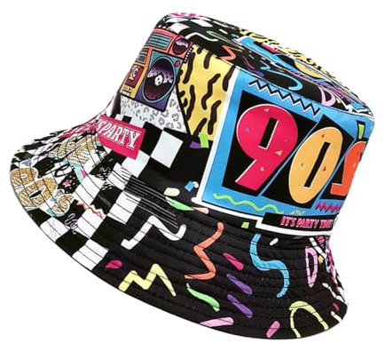 Eigso Retro Vintage 90er Jahre Eimer Hut für Frauen Männer Unisex Hip Hop faltbar Rock Sonne Hut für Frau Mann
