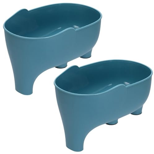 2Stk Spülbecken Sieb Abflussregal Siebfilter zum Einhängen Elefantform Multifunktionaler Abtropfkorb,Sink Drain Basket, Organizer Spüle für Küchenabfälle, Abtropfbox für Den Haushalt-Blau