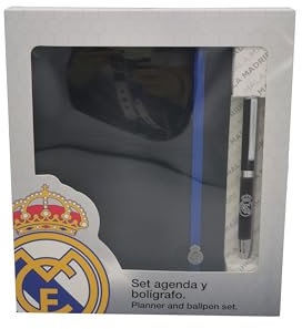 CyP Brands Real Madrid Set Terminplaner und Kugelschreiber, Schreibwaren, Geschenkset, Schwarz, offizielles Produkt