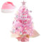 ZIGefofo Albero di Natale Artificiale da Tavolo Rosa 60cm Albero di Natale Rosa con Luci a LED e Supporto in Plastica Piccolo Albero di Natale Rosa Piccolo Natale Decorazioni Casa Festa Ufficio