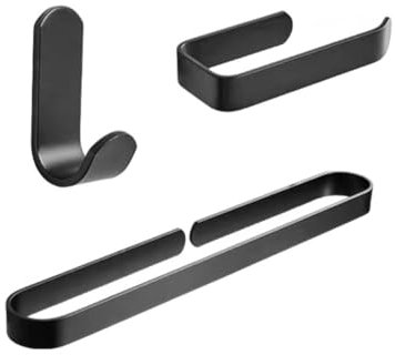 Handtuchstange, schwarzes Aluminium, Badezimmer-Hardware-Set, Toilettenpapierhalter, Nagelfrei, selbstklebend, Küchenzubehör, Handtuchstange, Einzelhaken, Taschentuchhalter, 30-teiliges Set