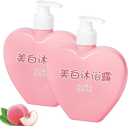 Siapodan Gel douche blanchissant pour le corps - 380ml gel douche blanchissant à la pêche - gel douche blanchissant - gel douche hydratant et exfoliant, gel douche exfoliant (2pcs)
