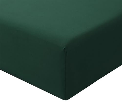 RUIKASI Spannbettlaken 90x200cm Dunkelgrün Bettlaken - Oeko Tex Spannbetttuch 90x200 Bettbezug, Mikrofaser Betttuch Bett Laken Bezug 90 x 200 30 cm Tiefe Tasche, Bed Fitted Sheet Bedsheet