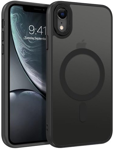 GaoBao Cover per iPhone XR 6,1” [Compatibile con Magsafe] Custodia Opaco Magnetica Sottile e Traslucida, Protezione Antiurto e Antigoccia, Protettiva Anti-Impronta (Nero)