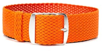ClassicWatchStraps Perlon Uhrenarmband | Orange - 20 mm - Schließe: Silber Gebürstet | Nylon | Ersatz-Armband