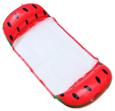BESTonZON 2stücke Teiliges Wasserbett Mit Netz-hängematte Und Aufblasbarem Rückenlehne Schwimmende Liege Für Erwachsene Wassermelone Regenbogen Für Strand Und Pool