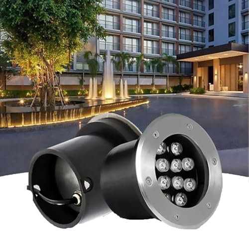 Lumière Jardin Enterré - Spot Encastrable LED Exterieur, Projecteurs Led Encastrés Extérieurs Étanches IP67, Lumière De Pelouse Encastrée Ronde, Projecteurs De Sol À LED Extérieurs AC85-265V(Warm Ligh