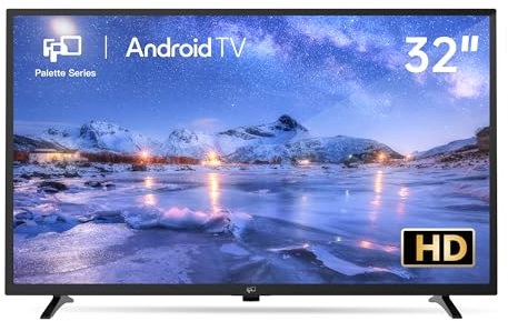 FPD Smart TV de 32 pulgadas, televisión LED HD con Google Play, televisores de pantalla plana con control remoto, HDR 10 Android TV con WiFi para transmisión en vivo, Bluetooth, Google Cast