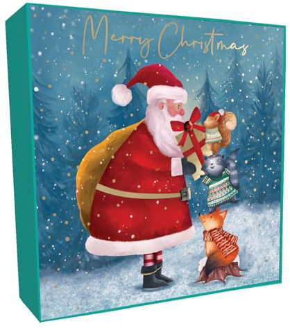 Box of 6 Sparkle Santa & Animals Embellished Christmas Cards Xmas Card Boxes XLSB101