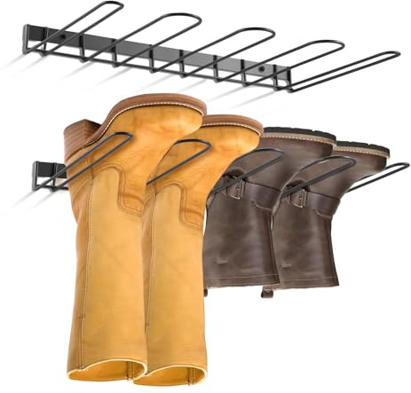 Schuhregal Wand Metall, 2 Stück Schwarz Stiefelaufhänger, Cowboystiefel-Organizer, Shoe Organize Rack für Stiefel, Gummistiefel, Arbeitsstiefel am Eingangsbereich, Flur,Terrasse, Garage