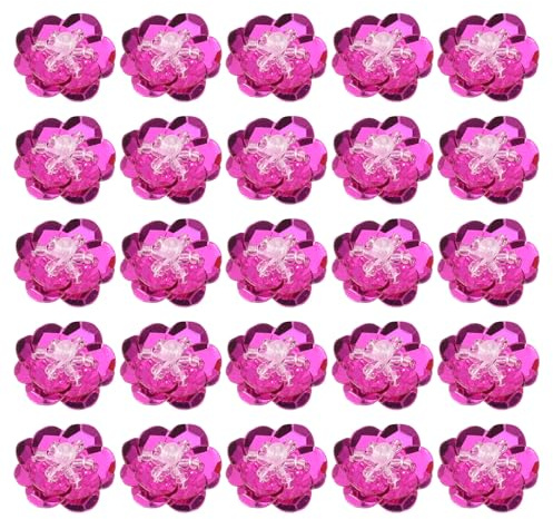 PATIKIL 50 Stück Pailletten Blumen Aufnäher 0,8/2cm Applikation Rosarot | Blumen, Mit Kristall Perlen, Zum Aufnähen auf Stoff Patch, Für Kleidung Schuhe Taschen Accessoirek