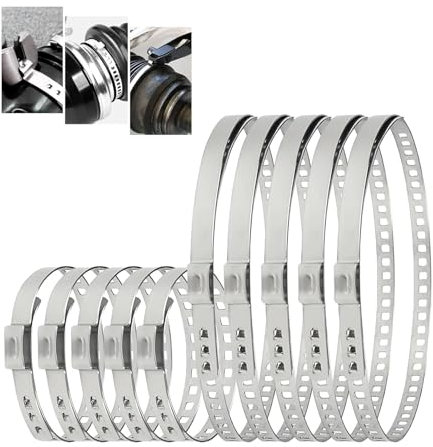 VIVIIHOO 10 Stück Edelstahl Achsmanschetten Schellen Set, Universal CV Manschetten Schellen für Autos - Verstellbare Klemmschelle Kit