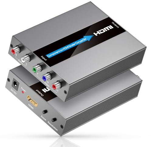 Component to HDMI Converter with Scaling Function, Support Resolution and Frame Rate Conversion, YPbPr to HDMI Converter for Component Devices to Display on HDTVs(Not Compatible with 240P Input)