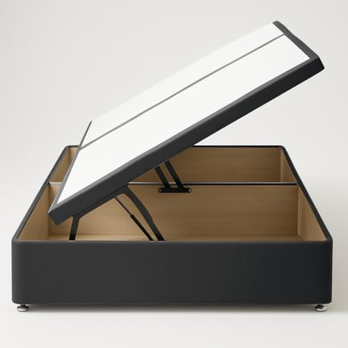 S&W DECORE Ottoman Storage Divan Bed Base Only Upholstered In Plush Velvet - No Mattress - 3FT Single, 4FT6 Double, 5FT Kingsize, 6FT Super King (Steel Plush, 6FT Super King Side Lift)