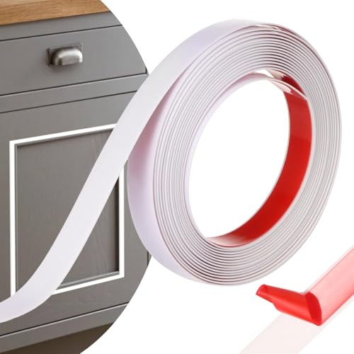 Weiße PVC Zierleiste 2cm x6m selbstklebend flexibel wasserfest Kantenschutz