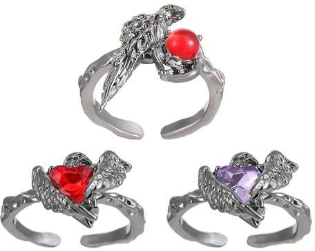 KAHDGSS Gothic Crow inspirierte Ringe mit verstellbarem, offenem Band, elegant für Komfort und vielseitige Schichtung, einzigartig