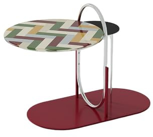 Xumh2024-3 Couchtisch Kaffeetisch Bunter Beistelltisch aus Glas im modernen Kunststil, Wohnzimmer, Mini-Aufbewahrungstisch, Balkon, Kleiner runder Tisch