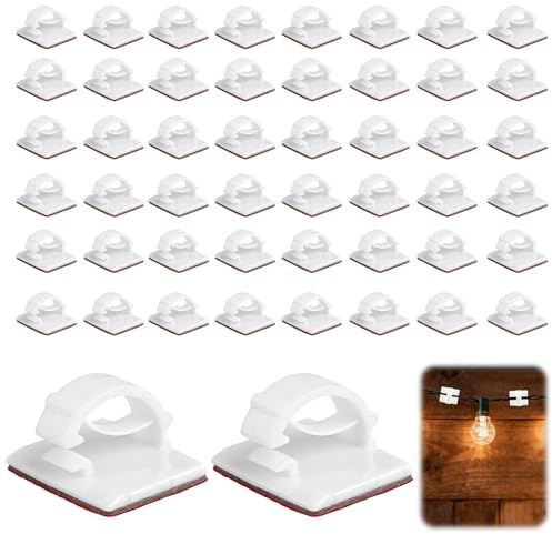 50 Stück Kabelhalter, Selbstklebend Kabelclips für Glasfaserkabel, Kabelführung für Kabelmanagement, kabelschellen für Netzwerkkabel und Audiokabel, Cable Clips Organizer Indoor & Outdoor, Transparent