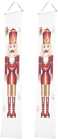 Garneck Bannière de Noël en Polyester 1 Paire Décoration de Porte d'Entrée Extérieure et Intérieure Couplet Festif Casse-Noisette Déco Noël Jardin et Fête Saisonnière